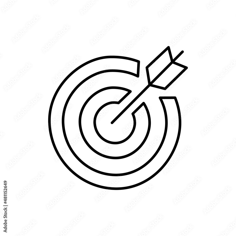 Target Icon in black line style icon, style isolated on white background Target Icon in black line style icon, style isolated on white background