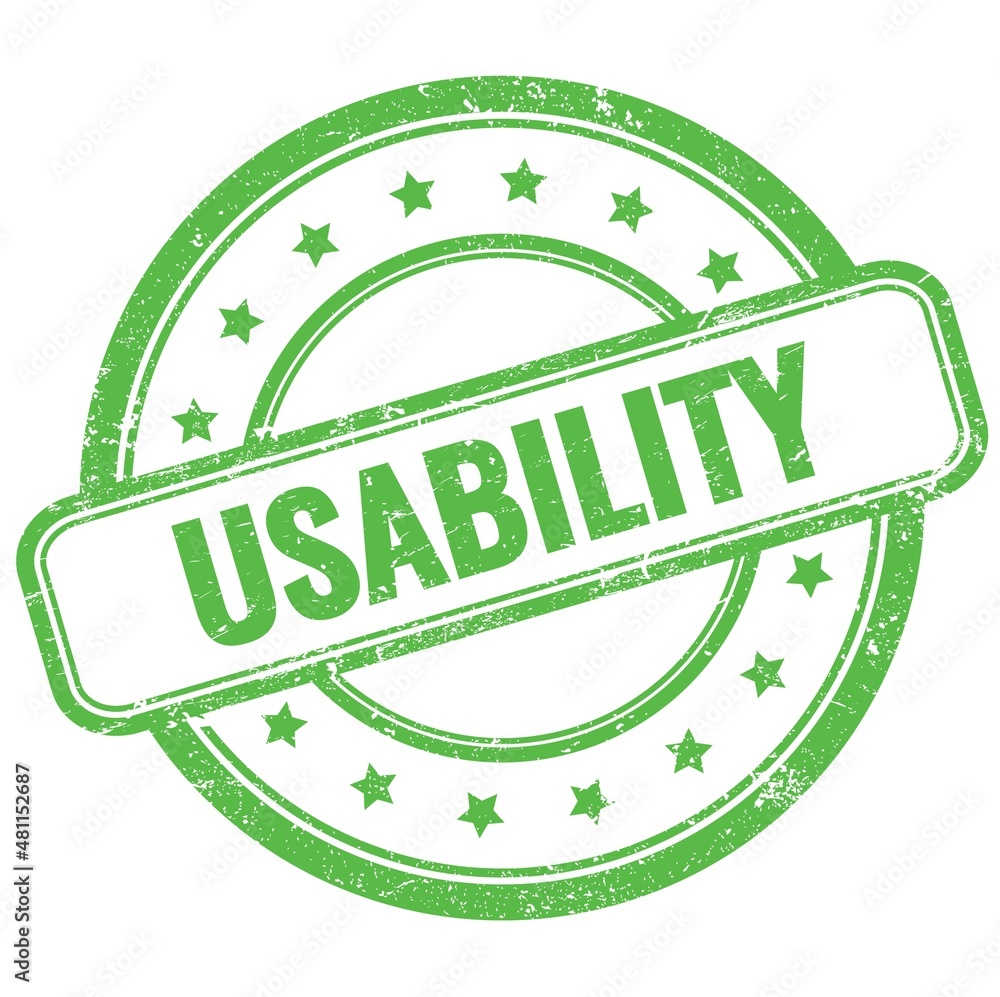USABILITY text on green grungy round rubber stamp. USABILITY text on green grungy round rubber stamp.