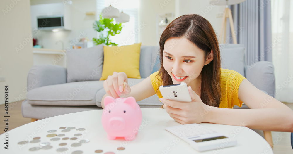 put coin into piggy bank put coin into piggy bank