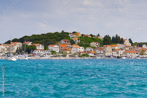 View of Rogoznica town and blue adriatic sea , Dalmatia, Croatia. Rogoznica cityscape and seascape. summer © Ilja