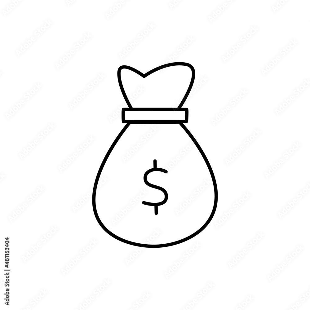 Obraz premium Money Bag Icon in black line style icon, style isolated on white background