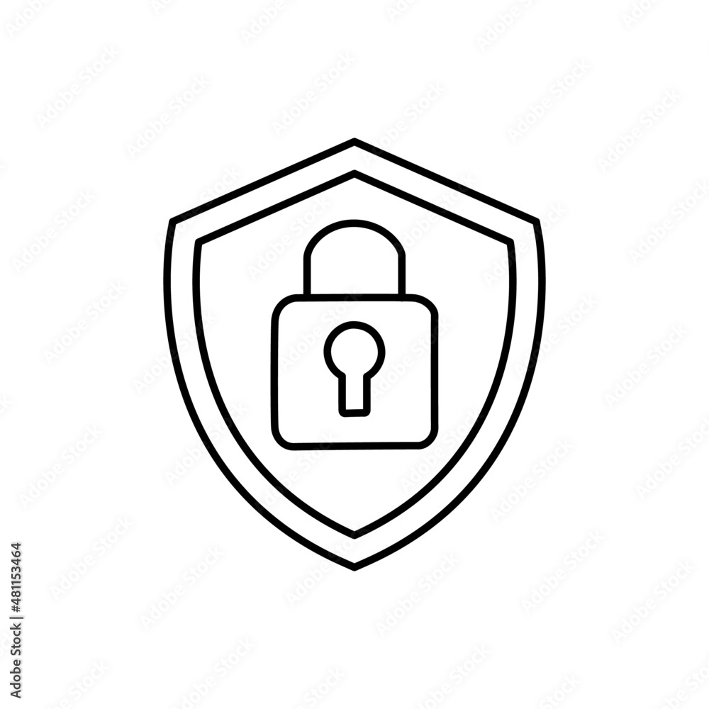 Secure Icon in black line style icon, style isolated on white background Secure Icon in black line style icon, style isolated on white background