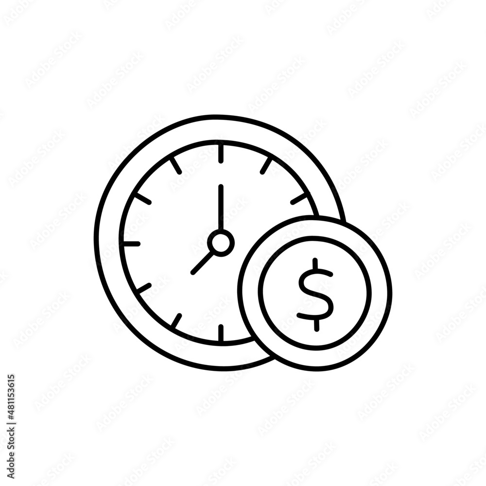 Time is money Icon in color icon, isolated on white background Time is money Icon in color icon, isolated on white background