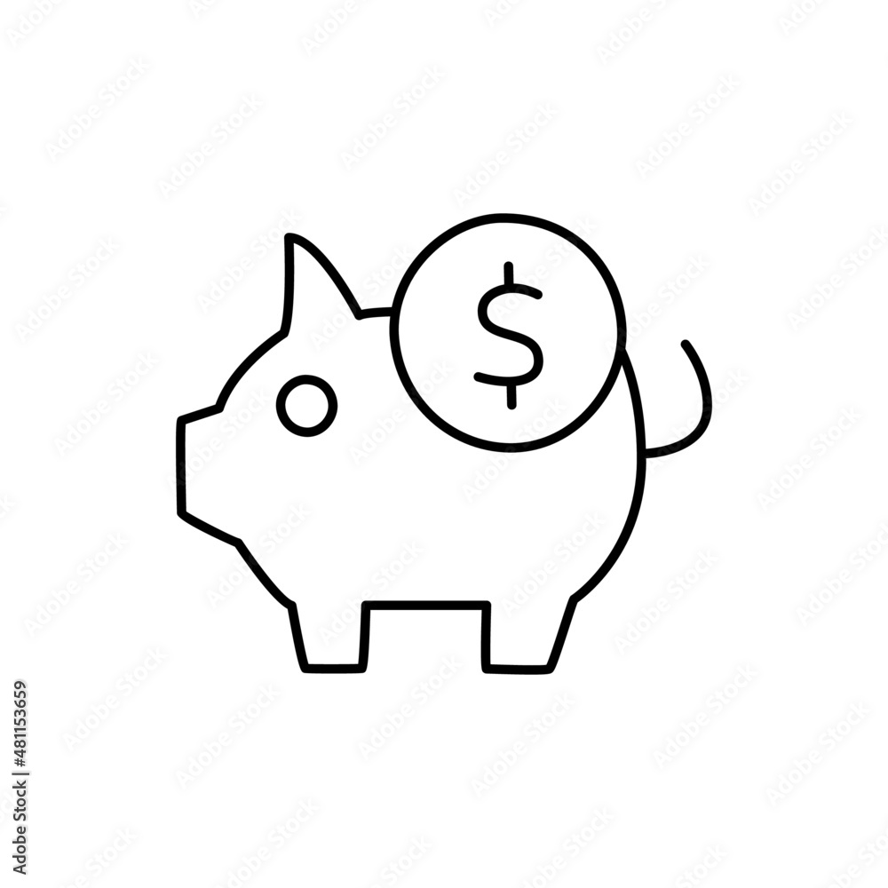 Saving Icon in black line style icon, style isolated on white background Saving Icon in black line style icon, style isolated on white background