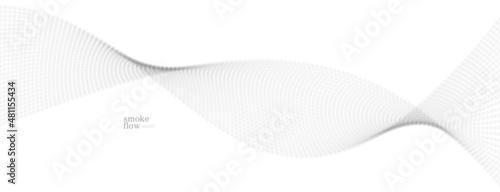 Vector abstract background with wave of flowing particles, smoke flowing light grey design, smooth and soft relaxing image.