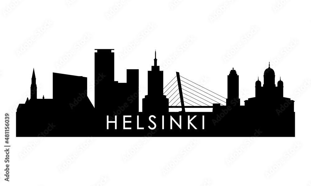 Helsinki skyline silhouette. Black Helsinki city design isolated on white background.