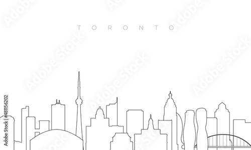 Outline Toronto skyline. Trendy template with Toronto city buildings and landmarks in line style. Stock vector design.
