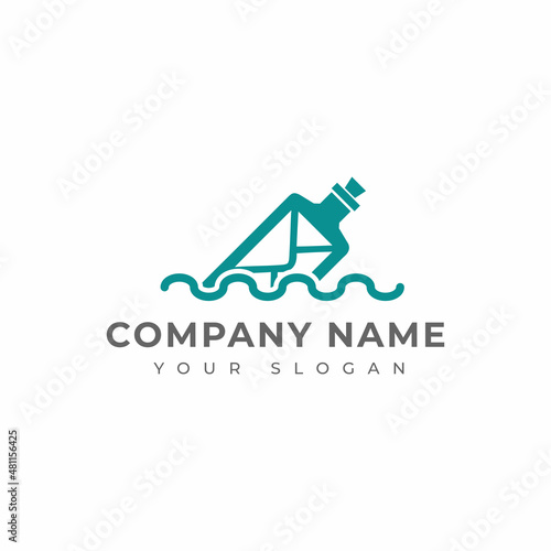 Message in the bottle logo vector