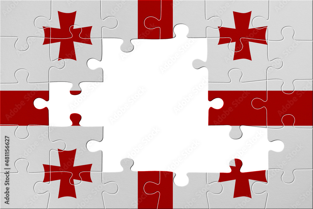 World countries. Puzzle- frame background in colors of national flag. Georgia