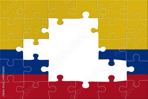 World countries. Puzzle- frame background in colors of national flag. Colombia