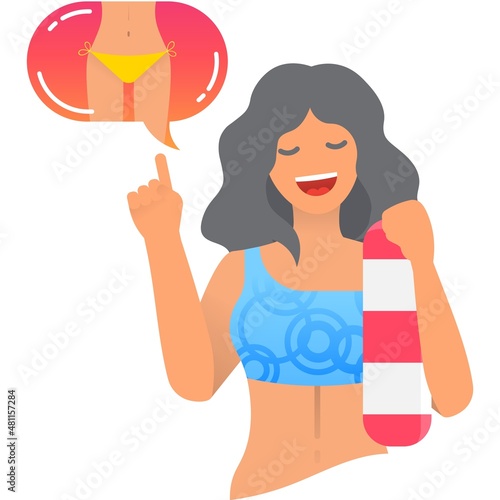 Woman enjoy water aerobics to slim vector icon