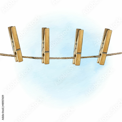 clothespins on rope