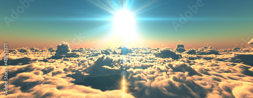 above clouds fly sunset sun ray