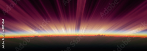 Fototapeta Naklejka Na Ścianę i Meble -  sunrise from space aurora, 3d rendering