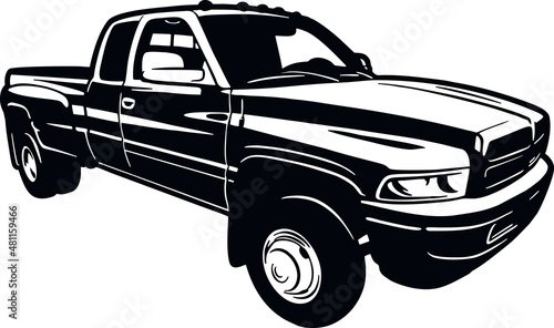 Classic Truck, Muscle car, Classic car, Stencil, Silhouette, Vector Clip Art - Truck 4x4 Off Road - Offroad car for tshirt and emblem