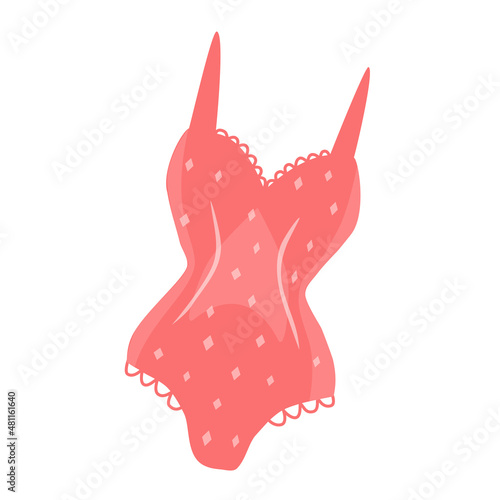 Red bodice illustration isolated on white background. Attractive underwear piece, a present for romantic occasion or a date.