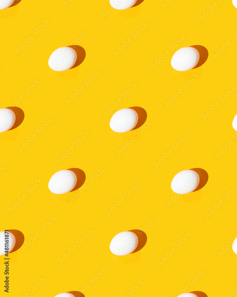 Pattern. Eggs on a yellow background