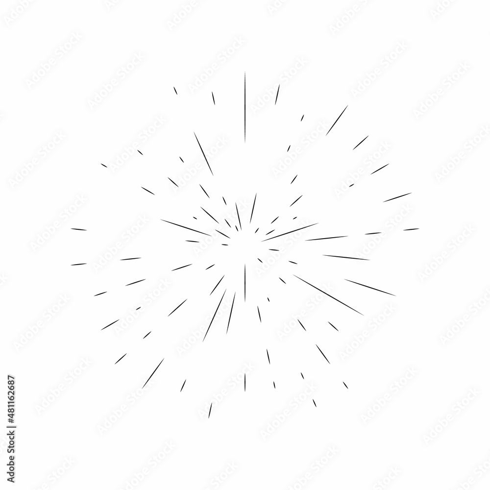 Sun rays hand drawn, linear drawing. Sun rays hand drawn, linear drawing.