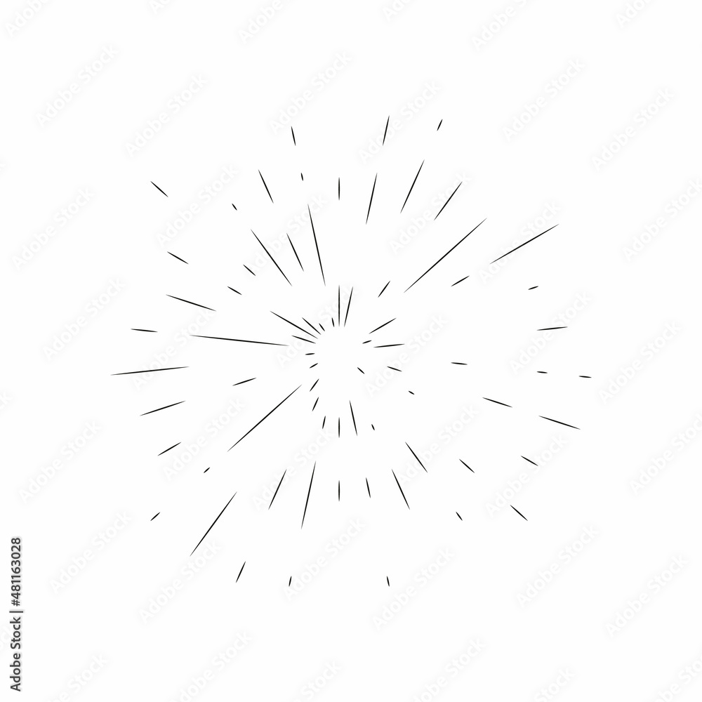 Sun rays hand drawn, linear drawing. Sun rays hand drawn, linear drawing.