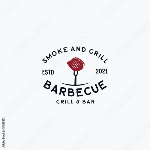 Grill and barbecue logo vector illustration steak house
