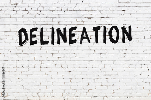 Canvas Print Inscription delineation painted on white brick wall