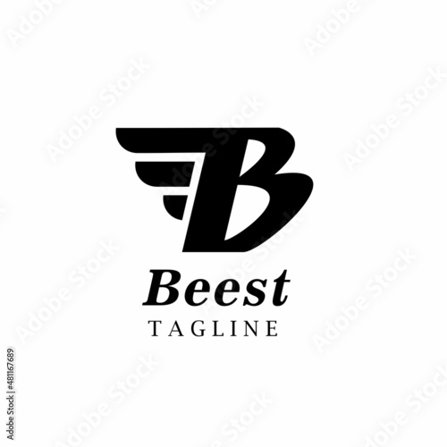 Point Letter B Logo. Best Lettering Design Vector with wings