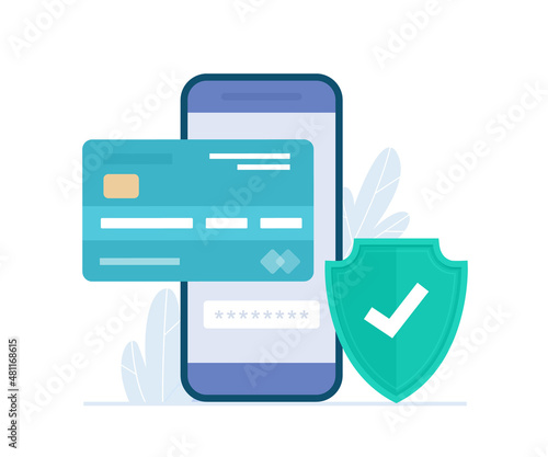 Online payment, security transaction. Mobile banking and internet banking concept. Vector illustration.