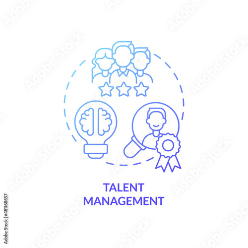 Talent management blue gradient concept icon. Attract and hire top experts. HR abstract idea thin line illustration. Isolated outline drawing. Roboto-Medium, Myriad Pro-Bold fonts used