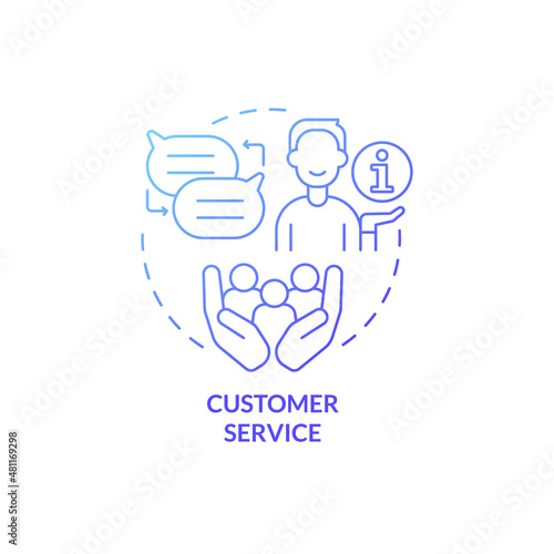 Customer service blue gradient concept icon. Skills and experience for human resources abstract idea thin line illustration. Isolated outline drawing. Roboto-Medium, Myriad Pro-Bold fonts used