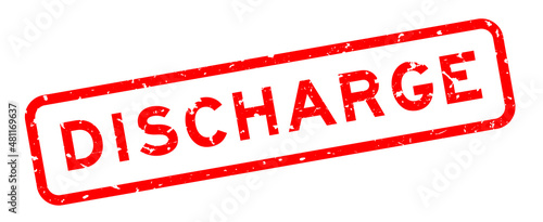 Grunge red discharge word rubber seal stamp on white background