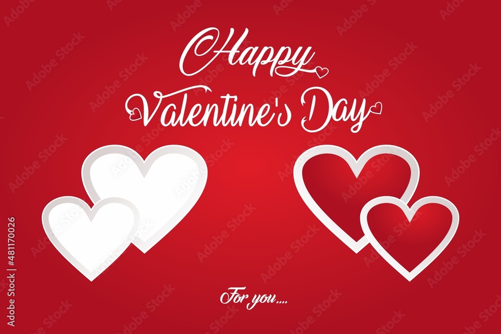 Happy Valentines day card banner with ornaments, hearts and curve text Happy Valentines day card banner with ornaments, hearts and curve text