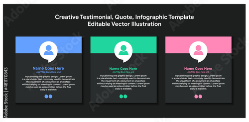 Creative Testimonial Banner, Quote , Infographic Template Editable Vector Illustration 