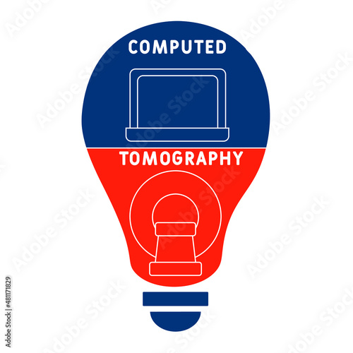 CT - Computed Tomography  acronym. business concept background.  vector illustration concept with keywords and icons. lettering illustration with icons for web banner, flyer