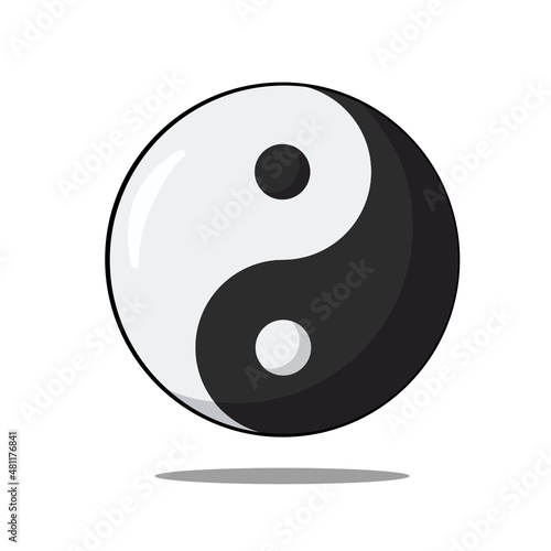 Yin Yang with shadow. Vector. Cartoon