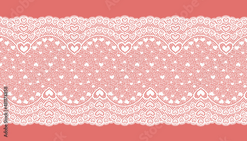 White Hearts  Romantic Lace Trim