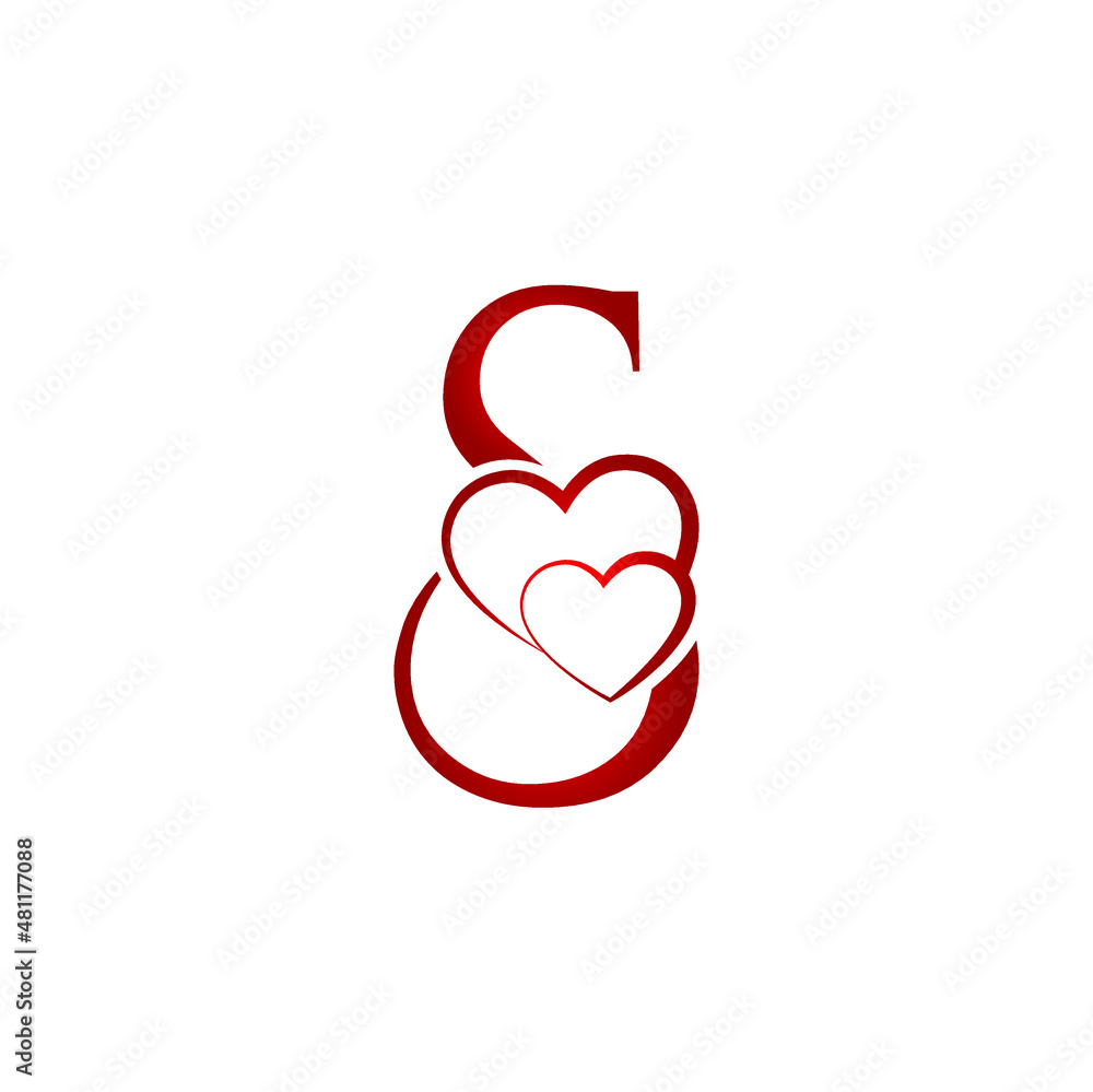 S letter logo with heart icon, Happy Valentines initial S logo, Valentines Day greeting card banner logo template S letter logo with heart icon, Happy Valentines initial S logo, Valentines Day greeting card banner logo template
