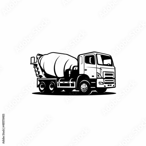 concrete mixer truck, construction vehicle illustration vector