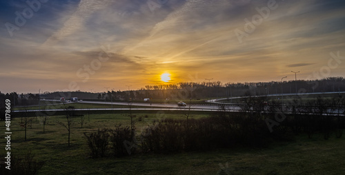 sunrise over the A2 Motorway