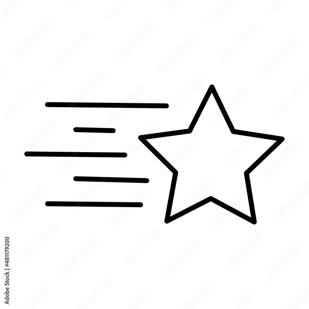 Obraz premium Falling star icon. Line signs. Outline shape. Art space. Flat style. Modern design. Vector illustration. Stock image. 