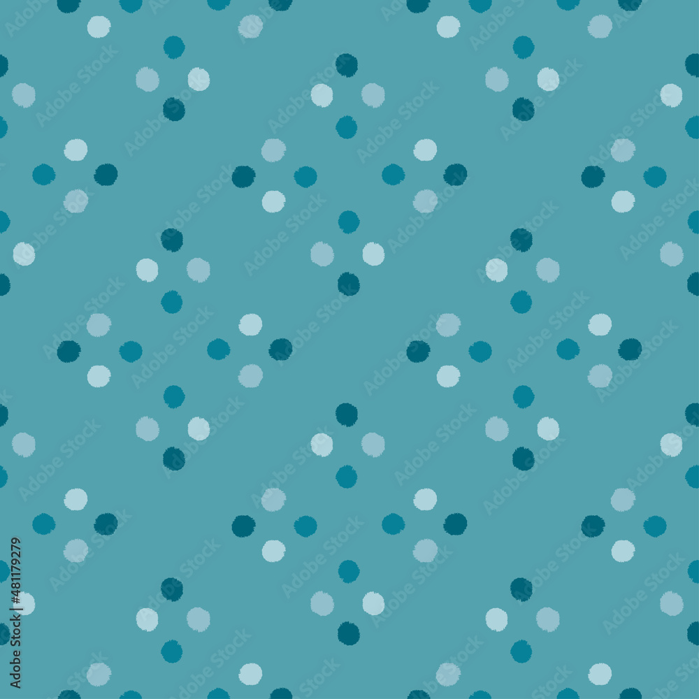 Pom poms of seamless pattern. Hand drawn cute background.
