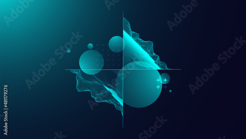 Trendy abstract wireframe background. Modern science or technology art elements. Surface illustration. Vector.