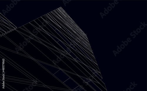 Concept design of modern building 3d digital architecture vector 3d illustration