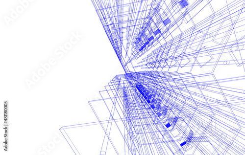Concept design of modern building 3d digital architecture vector 3d illustration