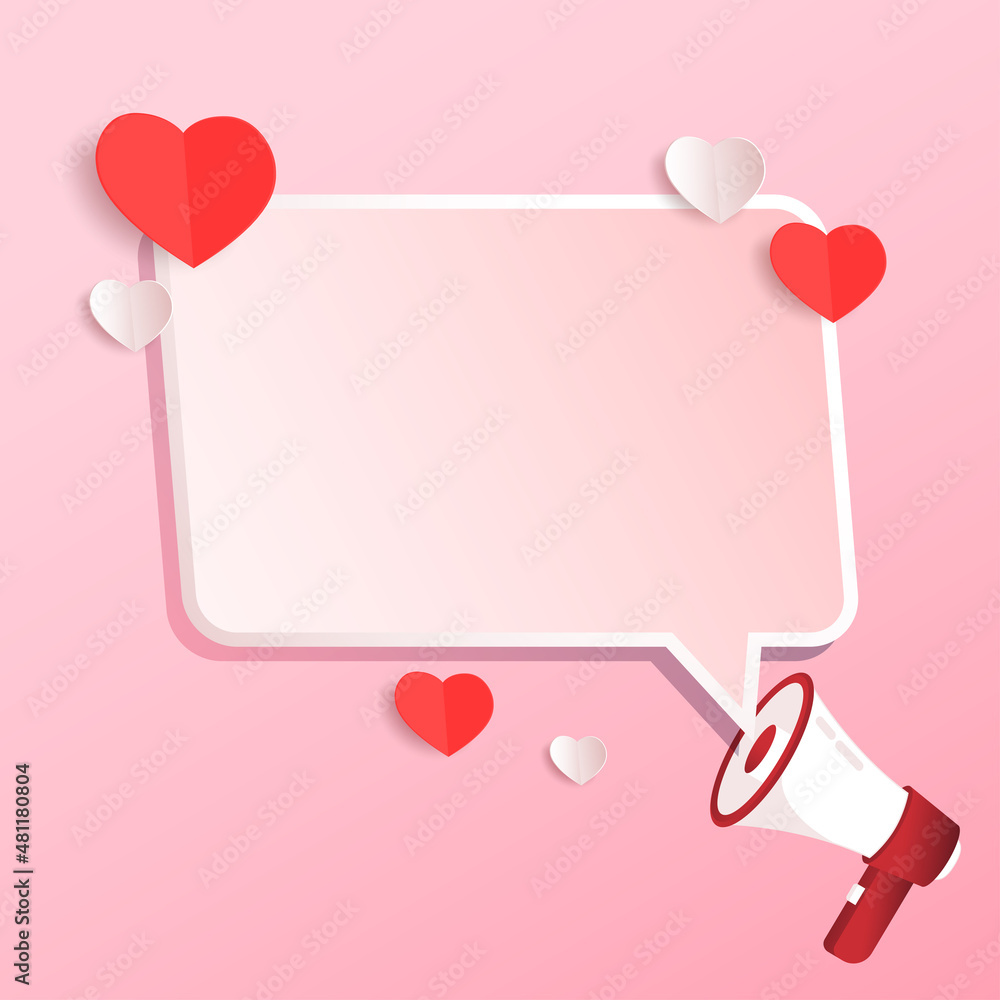 Valentine label. free space for text. Speech bubbles with red hearts. Space for text. Wedding, birthday, Valentine's Day. Vector holiday illustration.