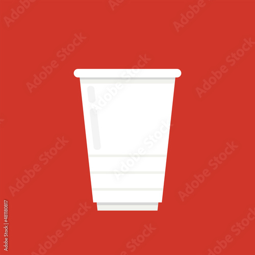 White party cup isolated on red background, vector illustration. White beer cup vector. Beer pong.