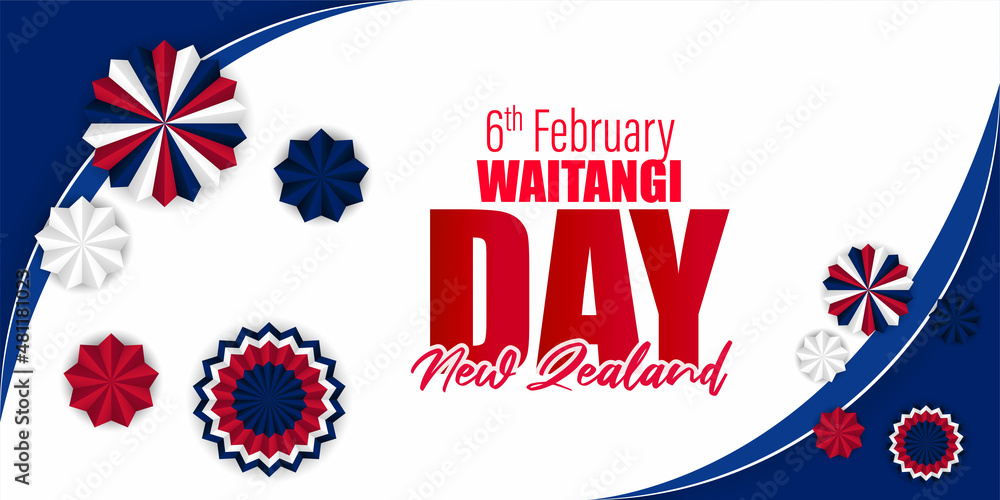 Obraz premium happy Waitangi day new Zealand vector illustration.