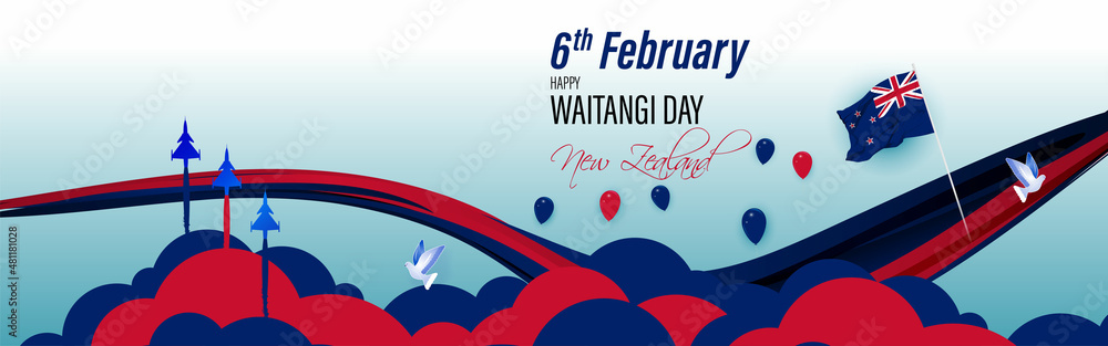 Obraz premium happy Waitangi day new Zealand vector illustration.