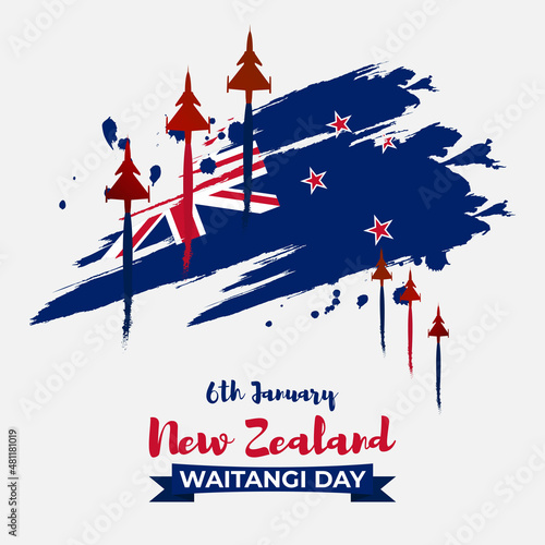 happy Waitangi day new Zealand vector illustration. photo