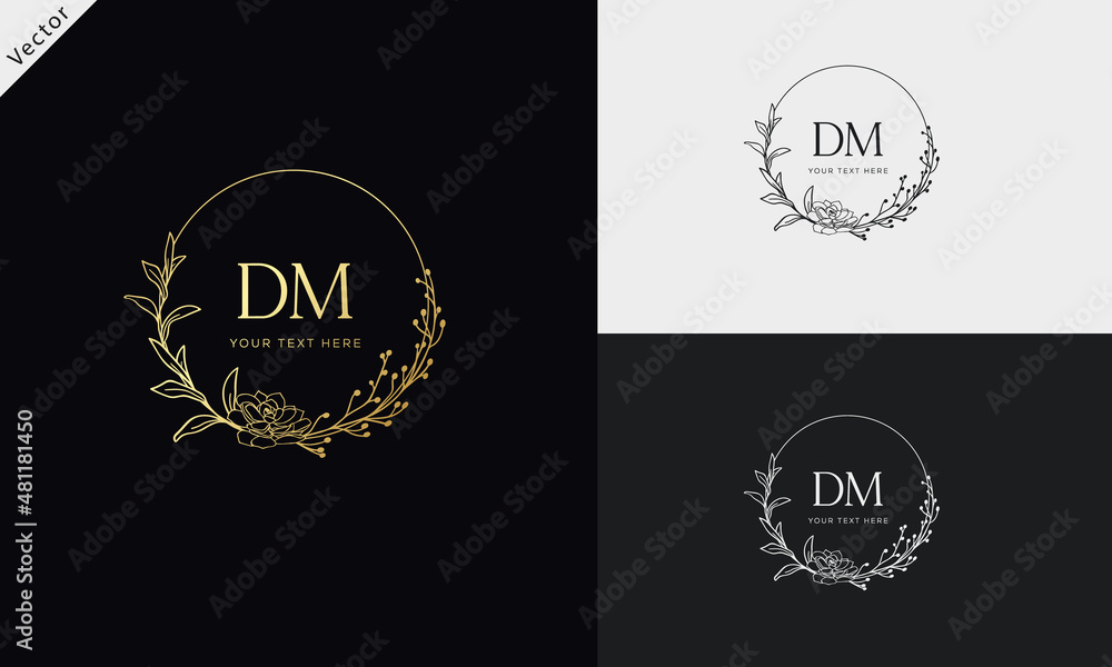 DM MD Signature initial logo template vector