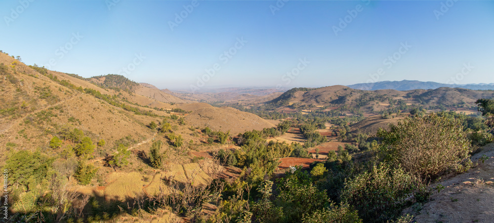 Panorama view of hills in Myanmar